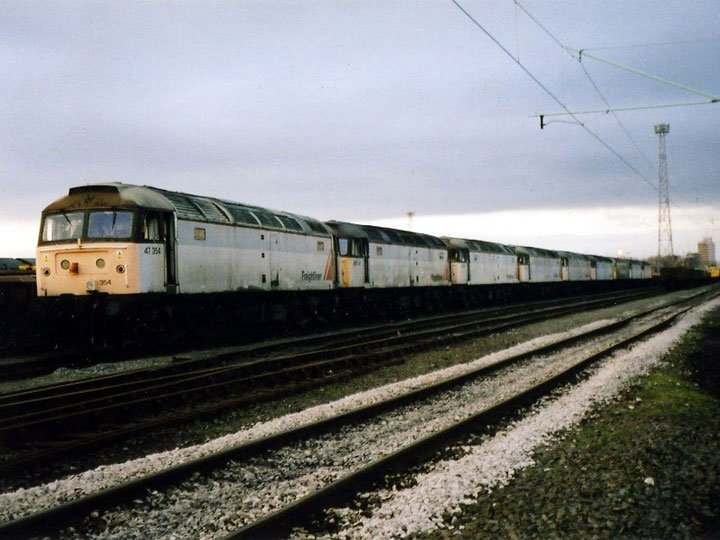 Basford Hall Yard scrapline with 47367 being the second 47 in the line 12/02, Photo by Steve Kibble