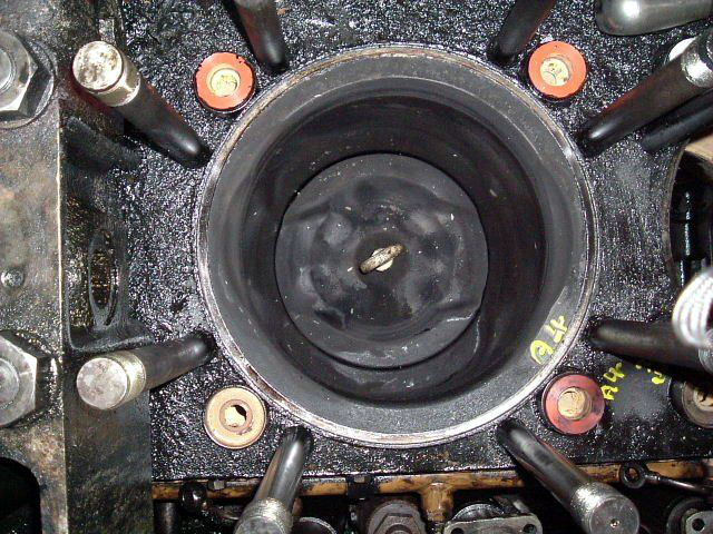 View looking down at 367 engine before A4 piston & liner were removed, Photo by Andre Kent