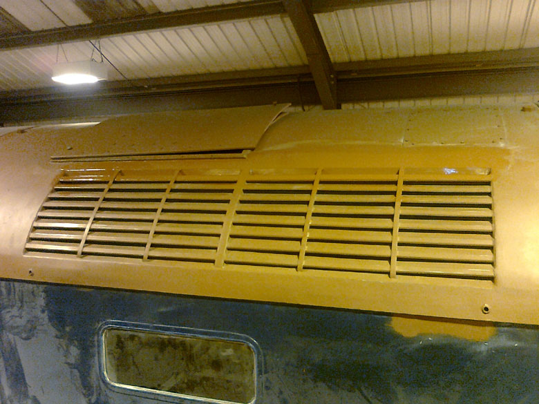 New boiler room roof louvers and new roof section painted with first coat of primer, Photo by Andre Kent