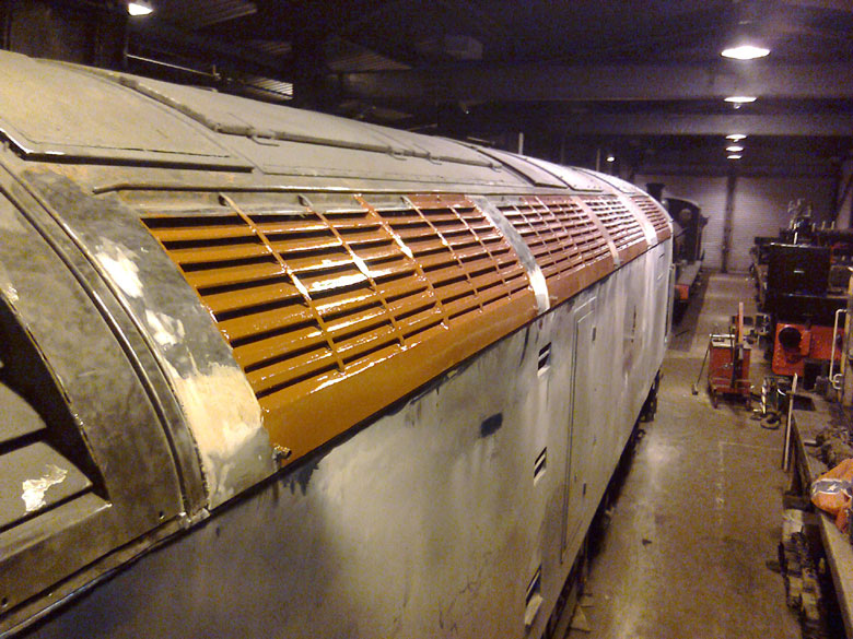 Left hand side of the engine room roof section with a coat of primer, Photo by Andre Kent